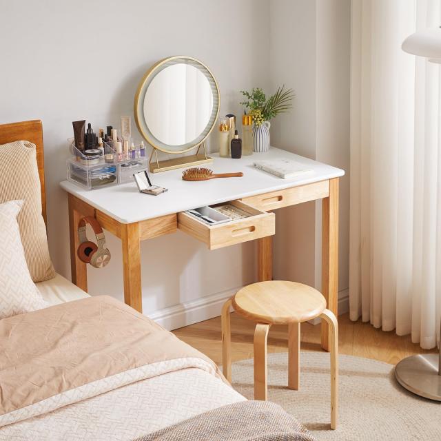 Aibiju 木製 デスク 机 pcデスク 天然木 幅100奥行55高さ75cm