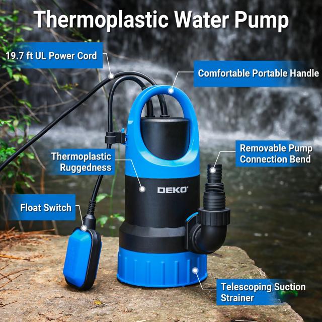 DEKO 750W 1HP 底部入水式 水中ポンプ 浮きセンサー付き 最大吐出量