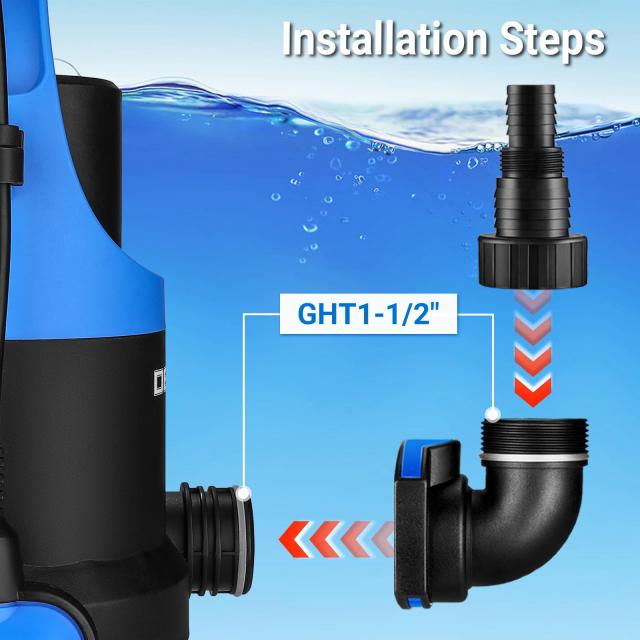 DEKO 750W 1HP 底部入水式 水中ポンプ 浮きセンサー付き 最大吐出量
