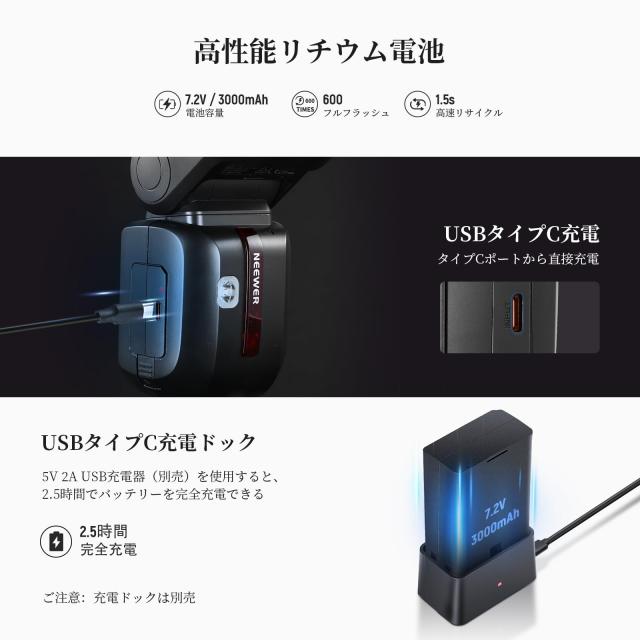 NEEWER Z2PRO-N 2.4G TTL ラウンドヘッドフラッシュストロボ スピードライト ワイヤレス コンパチブル Godox 76Ws アップグレードUI TTL/