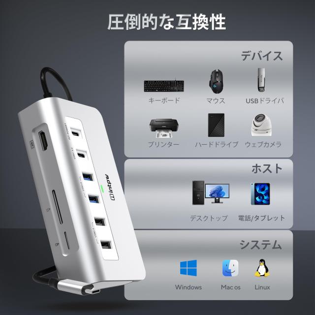 【新品未使用】USB-C ハブ ９ｉｎ１ USB C ハブ、intpw 9-IN-1 USB Cマルチポートハブ、4K HDMI、PD 100W
