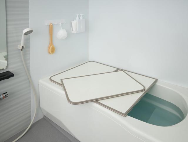 ミエ産業 組み合わせ風呂ふた 製品サイズ 68×108cm ホワイト 2枚組 M11_WH 防カビ加工 本体(材質) ABS樹脂製_1