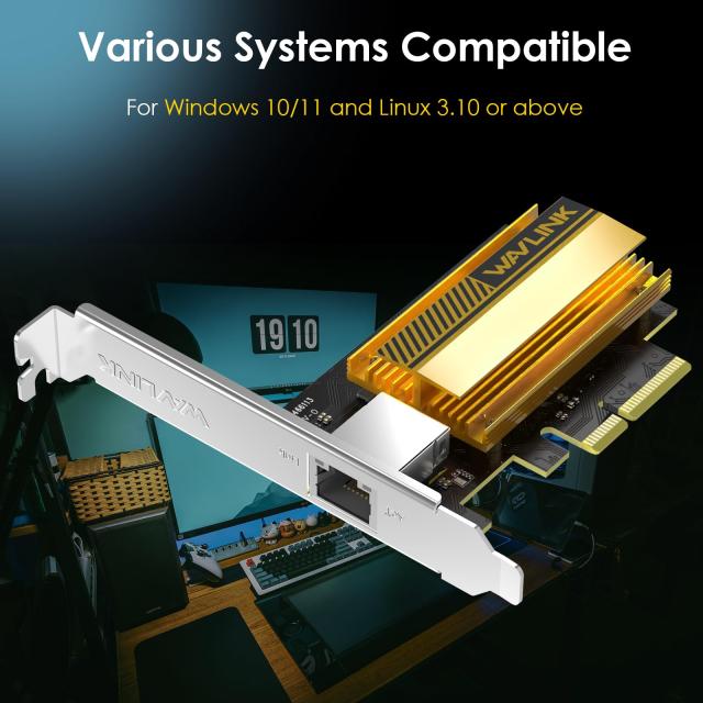 WAVLINK 10G Base-T PCIeネットワークカード 10000/5000/2500Mbps PCI Express イーサネットアダプター AQC113コントローラー付き 10G NI_1