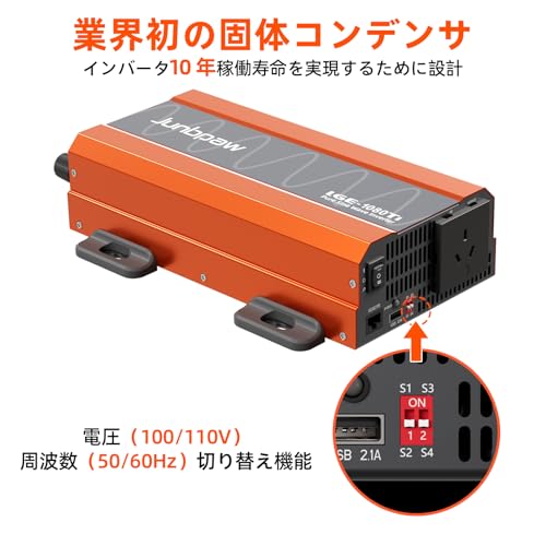 1080W純正弦波インバーター 12V DCから100V 110V AC変換 リモートモニターコントローラー付き 5V 2.1A USBポート搭載 家庭用 RV トラック