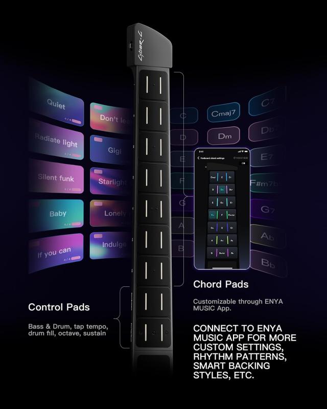 Enya CYBER-G スマート弦なしギター、ポータブル多機能ギター、アプリ