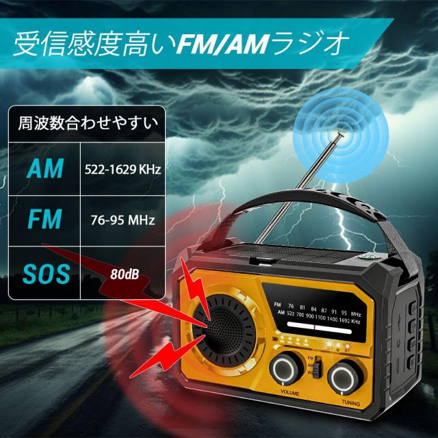 2025年最新 16000mAh大容量バッテリー】防災ラジオ 充電式ラジオ