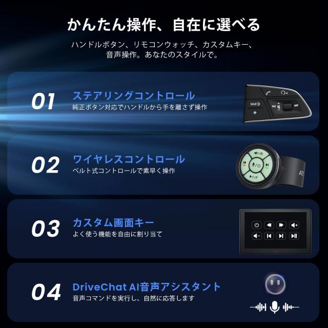 [最新10インチ QLED ]ATOTOZONE AI Android カーナビ、8G+128G 1 DIN フローティングディスプレイオーディオ、カーナビ、4G LTE、ワイヤ_2