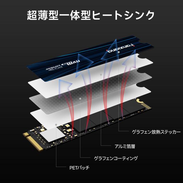 fanxiang SSD 【PS5対応】 M.2 NVMe 2280 PCIe Gen4.0x4 64Gb/s 内蔵型 2.0 PS5 SSD 内蔵SSD SLCキャッシュ グラフェン素材 放熱性 ノー