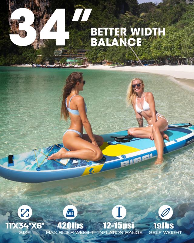Bigfly インフレータブルスタンドアップパドルボード (SUP) 11'x34”x6