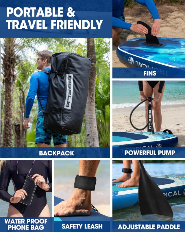 Bigfly インフレータブルスタンドアップパドルボード (SUP) 11'x34”x6