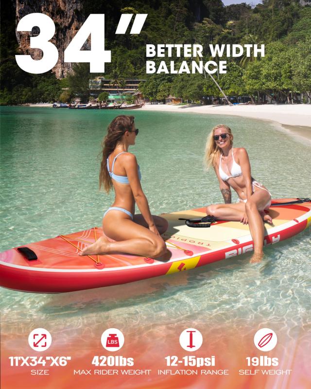 Bigfly インフレータブルスタンドアップパドルボード (SUP) 11'x34”x6