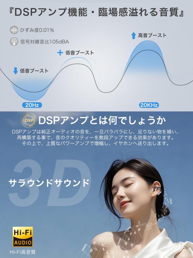 【音質至上主義・アクセ感覚のイヤーカフ型】 Earaku (イアラク) SoundClip ワイヤレスイヤホン オープンイヤー イヤホン イヤーカフ型_4