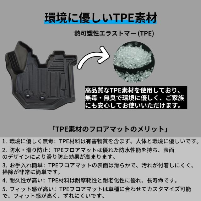 REJEEKARトヨタ ハイエース200系 フロアーマット＆ラゲッジマット防水 TRH KDH 2系1/2/3/4/5/6型専用設計 TPE素材フロアー マット防水・