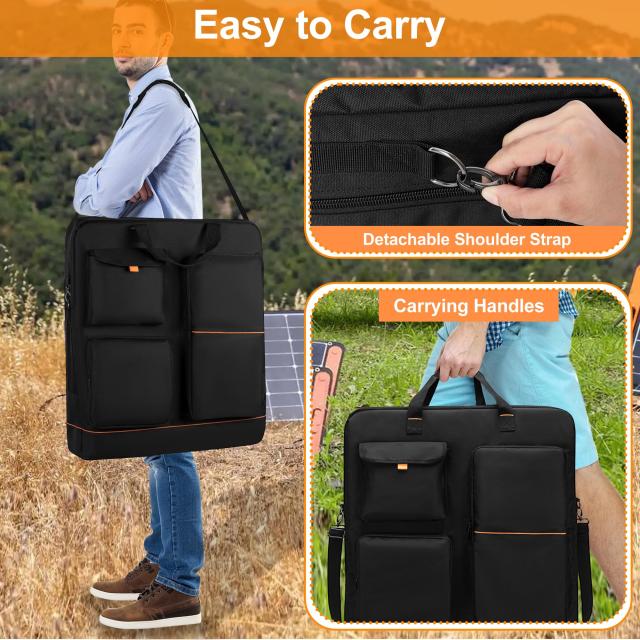 DSLEAF ソーラーパネルバッグ 2枚収納 ソー-ラーパネルケース Jackery SolarSaga 100/200に適合して Anker SOLIX PS100/PS200に適合して