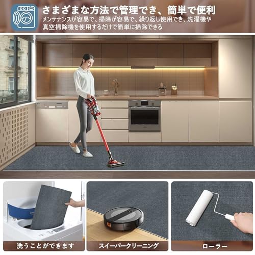 【Amazon 限定ブランド】YIDIHO 廊下敷き TPR ラグ 約80×600cm 厚さ4 mm ロングマット 階段マット 廊下マット 防音 ロールマット 無地_3