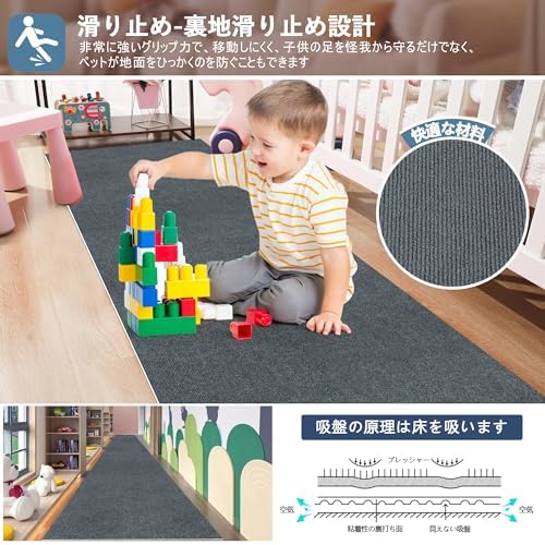 【Amazon 限定ブランド】YIDIHO 廊下敷き TPR ラグ 約80×600cm 厚さ4 mm ロングマット 階段マット 廊下マット 防音 ロールマット 無地_5