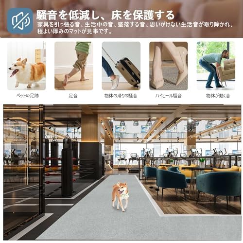 【Amazon 限定ブランド】YIDIHO 廊下敷き TPR ラグ 約80×600cm 厚さ4 mm ロングマット 階段マット 廊下マット 防音 ロールマット 無地_1
