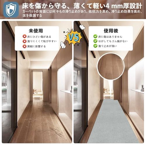 【Amazon 限定ブランド】YIDIHO 廊下敷き TPR ラグ 約80×600cm 厚さ4 mm ロングマット 階段マット 廊下マット 防音 ロールマット 無地_2