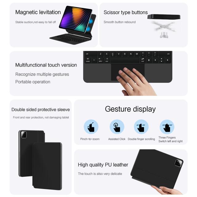 マジック キーボード Xiaomi Pad 7/7 Pro マグネット式 タッチパッド バックライト付き 磁気吸着 シャオミ Pad 7/シャオミ7 Pro キーボー_5