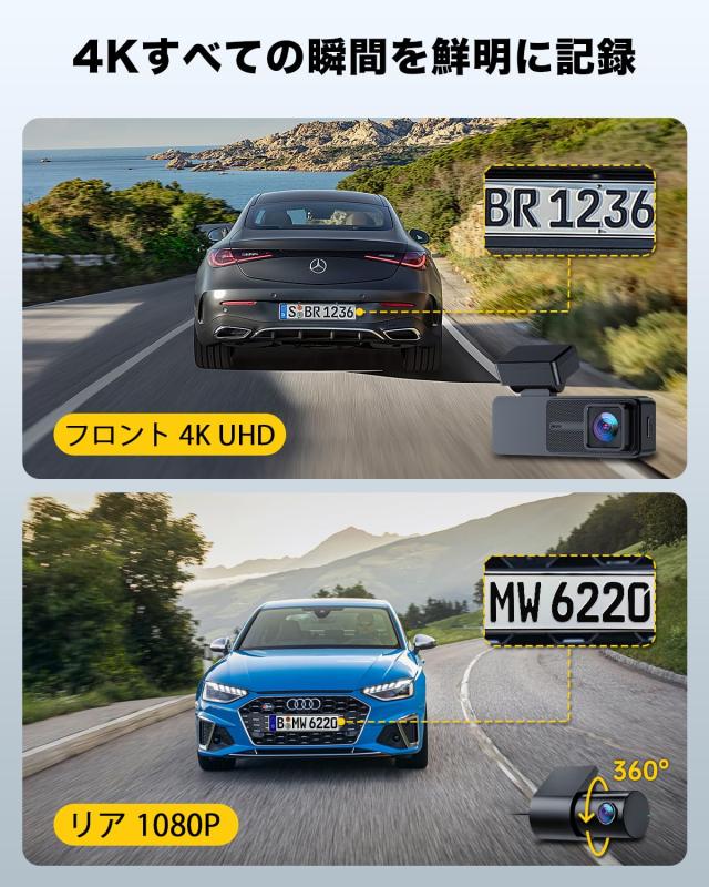 GKU 革新版 疲労アラーム タッチパネル式 ドライブレコーダー 液晶画面