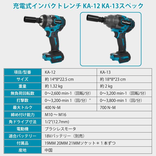 Kachiari 充電式 インパクトレンチ 強力 18v れんち 700N・M 3段トルク調整 正逆転両用 ブラシレスモーター搭載 無断変速 正逆切替 トル_7