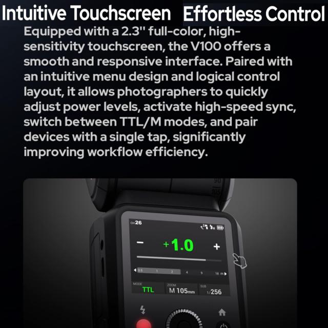 【Godox正規代理店】Godox V100S V100-S 100Ws TTL フラッシュ スピードライト、Sony カメラ用、2.4G ワイヤレス、外部タッチスクリーン