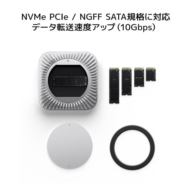 Mac Mini M4 対応ハブ RayCue USB-Cハブ 10-in-1 -NVMe SSD拡張機能搭載 HDMI 4K 60Hz USB-Cデータポート Micro/SDカードスロット USB-A(_3