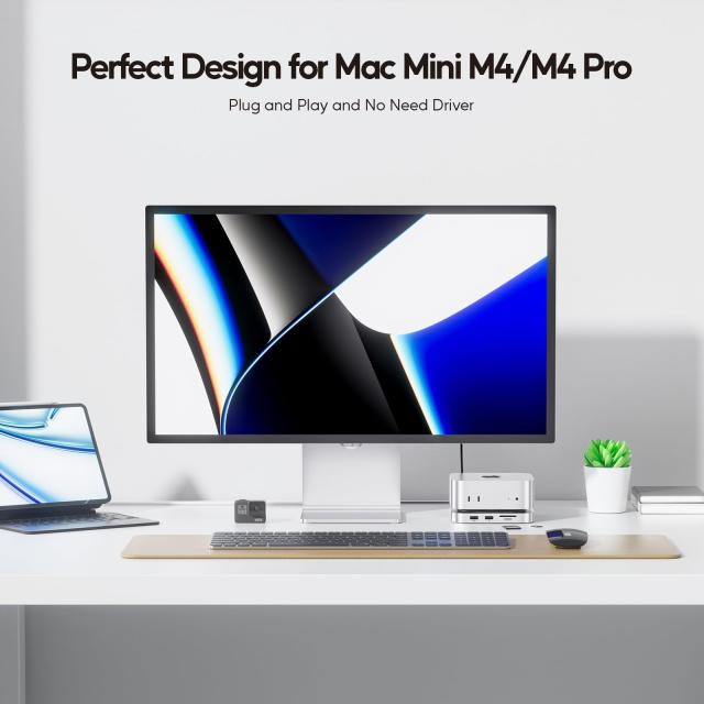 PULWTOP 9 in 1 USB C ハブ Mac Mini M4/ M4 Pro 2024専用 容量拡張 アクセサリー M.2 PCIe SSDスロット付, 1 x HDMI 4K 60Hz, 3 x USB-A_1