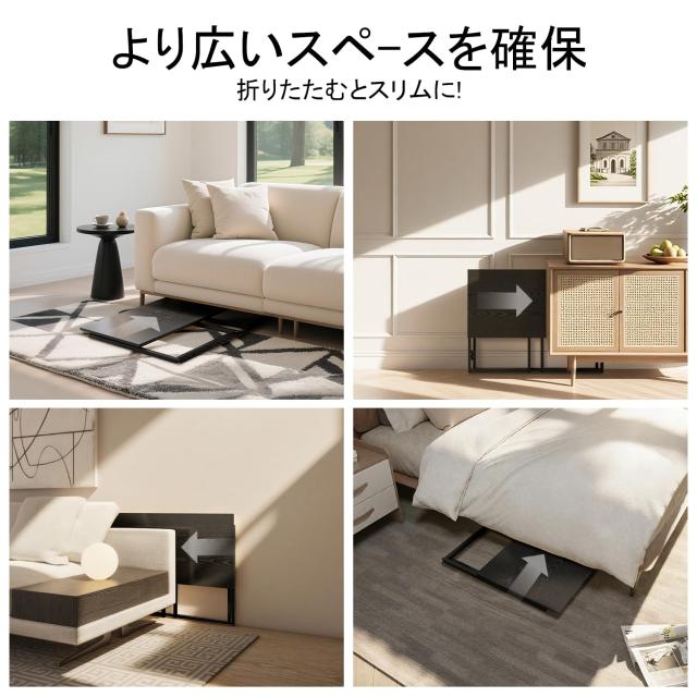alawooder 折りたたみテーブル コンパクト デスク 完成品【組み立てあ簡単 】 耐荷重60kg 省スペース僅か6cmの薄さ オフィスワークテーブ