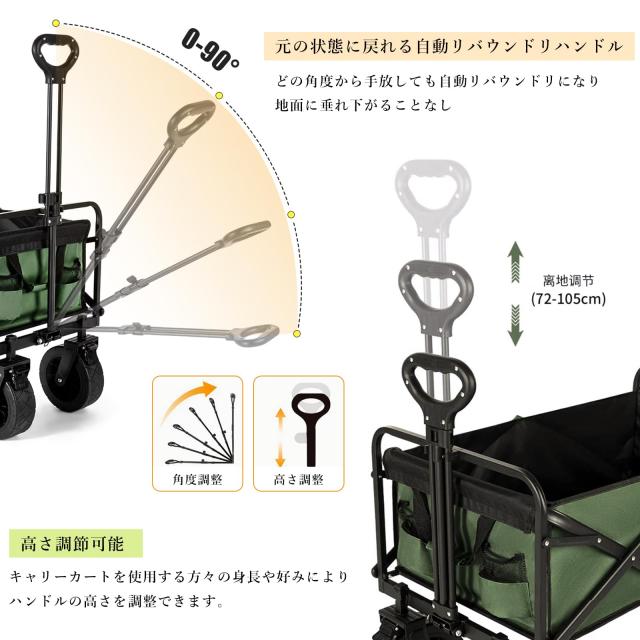 Vividorad キャリーワゴン 【2025強化版 大容量200L 耐荷重175kg 後部