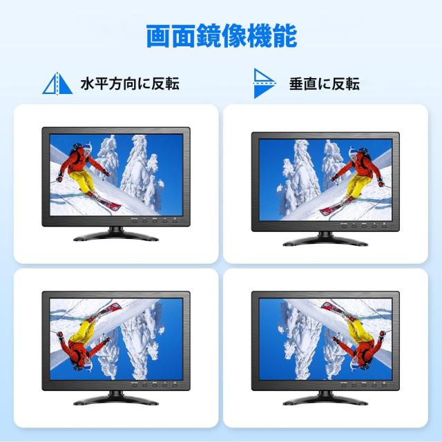 Eyoyo 10インチモニター 1366x768解像度 HDMI VGA AV BNC USB入力対応 セキュリティ 液晶 小型モニター16:9スピーカー内蔵 リモコン PC C_3