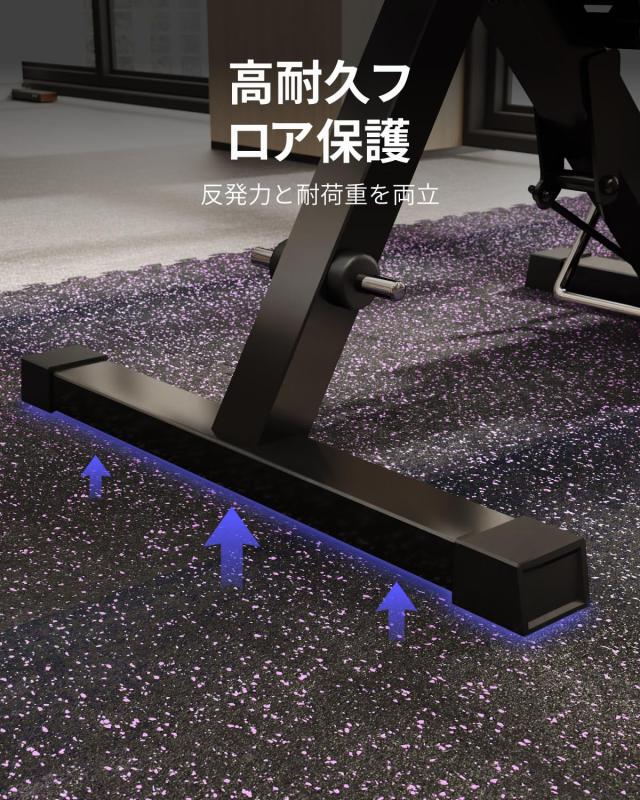 AIRHOP ジムマット 大判トレーニングマット 2層構造のラバーマット 床保護 防音 衝撃吸収 キズ防止 ホームジム トレーニング器具用 60×6_4
