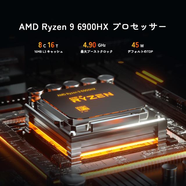 BOSGAMEミニPC Ryzen 9 6900HX P3 mini pc 8C16T 最大4.9Ghz 32G/1TB 2xDDR5 3画面 2xPCle4.0 SSD 680M Windows 11 pro 対応 静音ファン_2