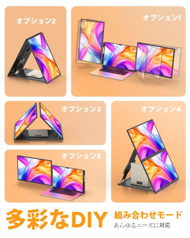 NGTeco デュアルディスプレイ 16インチ モバイルモニター 13〜17インチ ノートパソコン画面エクステンダー 2画面 トリプルモニター 折り_3