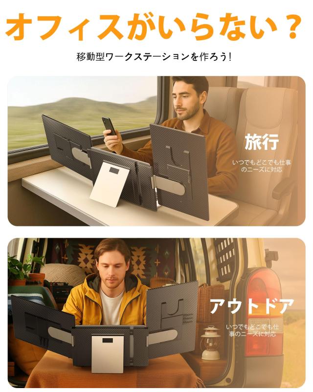 NGTeco デュアルディスプレイ 16インチ モバイルモニター 13〜17インチ ノートパソコン画面エクステンダー 2画面 トリプルモニター 折り_6