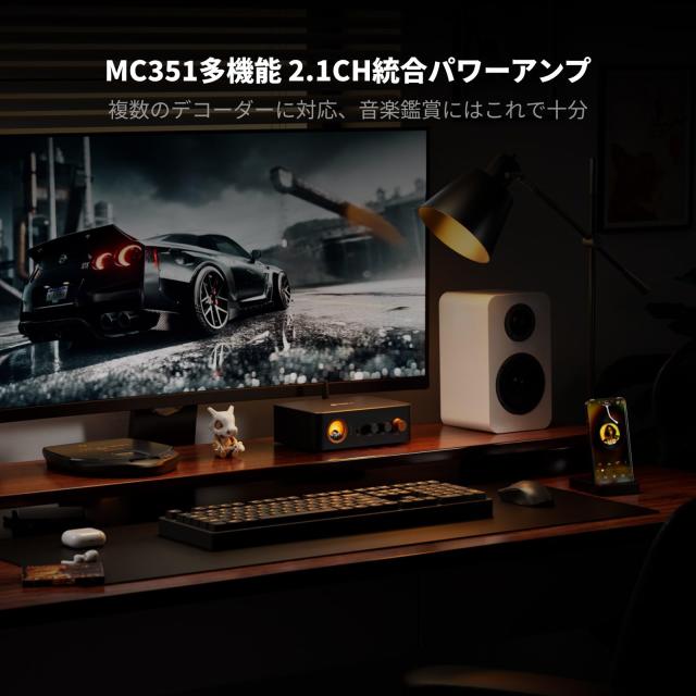Fosi Audio MC351 VUメーターアンプ 165W *2 2.1チャンネル 2.1CH TPA3255 Bluetooth 統合 ミニ ステレオ DAC Hi-Fi アンプ レシーバー B
