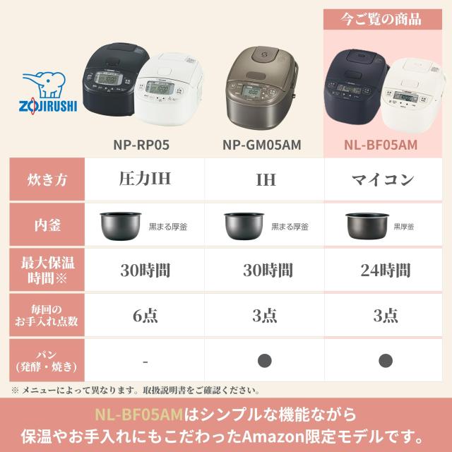 象印マホービン 炊飯器 3合 一人暮らし 小容量 極め炊き マイコンタイプ 保温24時間 ソフトホワイト NL-BF05AM-WZ_2