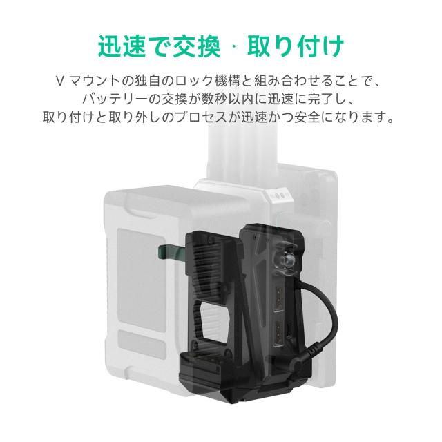Accsoon V-Lockアダプター Vマウントバッテリー用DCケーブル電源 バッテリー プレート 1/4”-20ネジ穴付き アルミニウム合金製 軽量293g D_2