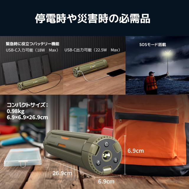 【防災認定】BougeRV ledライト キャンプランタン 三脚付き ledランタン 充電式 投光器 照明方向調節 折りたたみ可能 15600mAH大容量バッ_6
