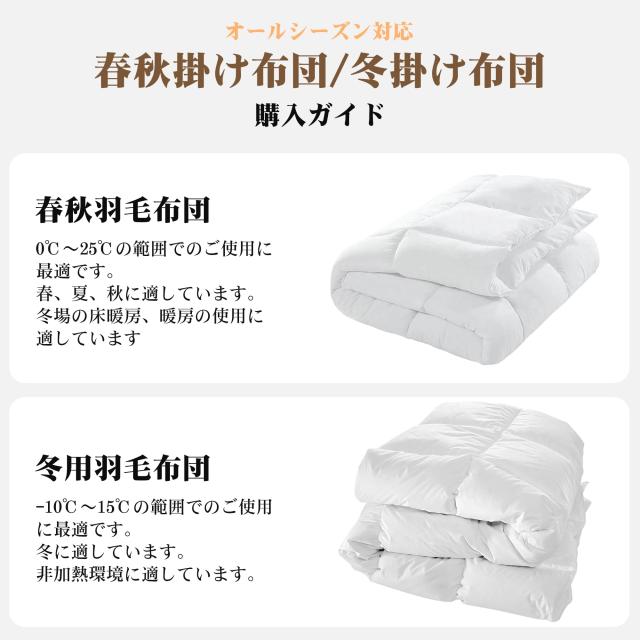 掛け布団 春秋 羽毛布団 セミダブル 洗える【雲のように軽い 独自技術とデザインの抗菌防臭加工】0℃〜25℃での使用を推奨 ダックダウン8
