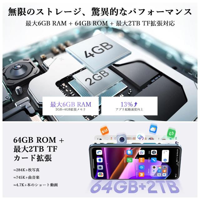 2025 NEW スマホ] OSCAL Flat2C android スマホ 6GB RAM+64GB