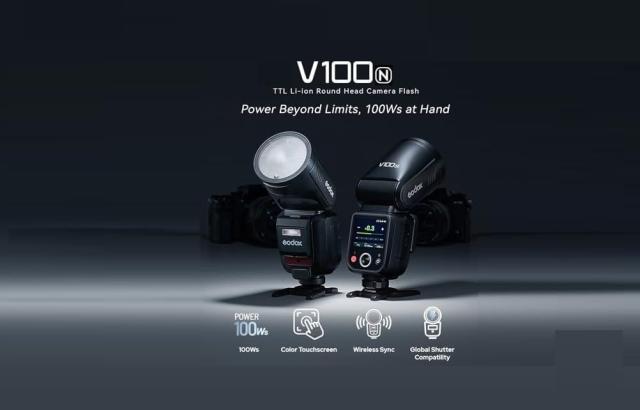 Godox V100S V100-S 100Ws TTL タッチスクリーン ラウンドヘッドカメラフラッシュスピードライト、Sonyカメラ用 2.4G ワイヤレス、フルパ