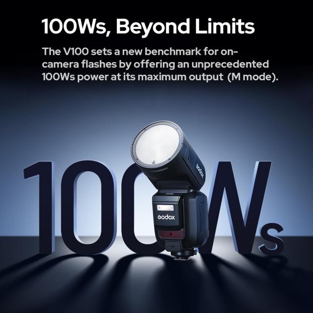 Godox V100S V100-S100Ws TTL フラッシュ スピードライト、Sonyカメラ用、2.4G ワイヤレス、外部タッチスクリーン フラッシュ付き、400
