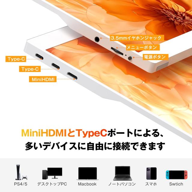 Newsoul モバイルモニター 白 モバイルディスプレイ ホワイト