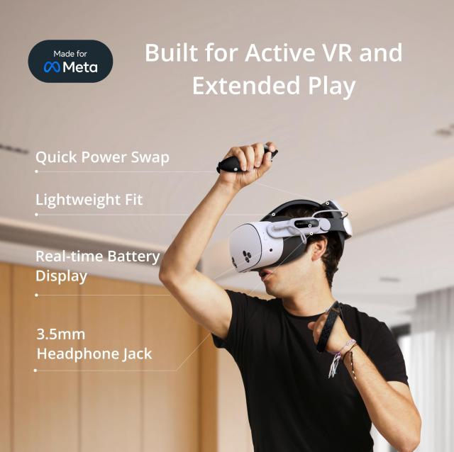 BOBOVR E3 Pro バッテリーストラップアクセサリー ( Quest3/3S用)、10000mAh ホットスワップ対応急速充電バッテリー、3.5mm オーディ