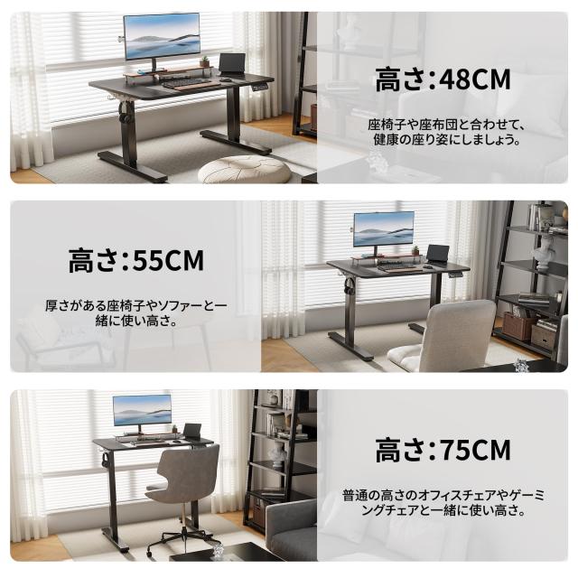 ERGOMAKER 昇降デスク ロータイプ ゲーミングデスク ローデスク 幅80CM