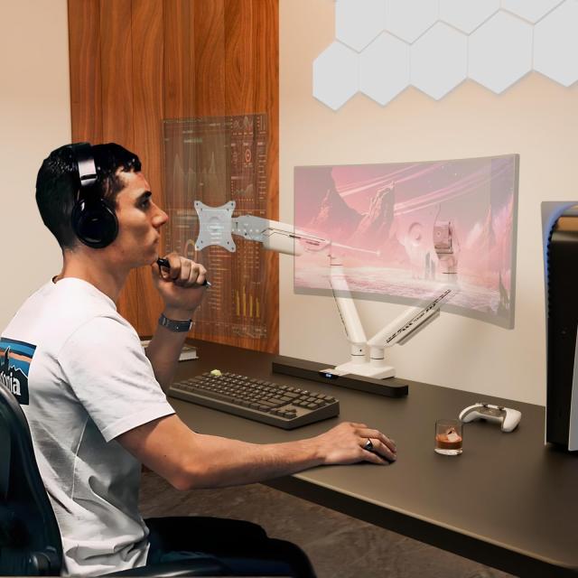 Fydeamer デュアルモニターアーム 2画面 17-35インチ対応 PC湾曲 