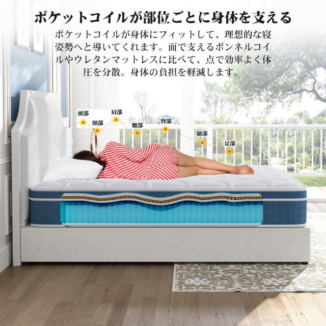 koorlian マットレス セミダブル 厚み20cm ポケットコイル 高反発 耐久 