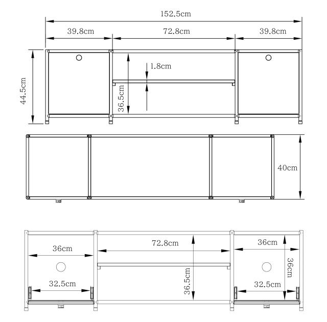 DUKE BEAR HOME テレビボード 152.5cm 7段調節棚 SD279 ホワイト_5
