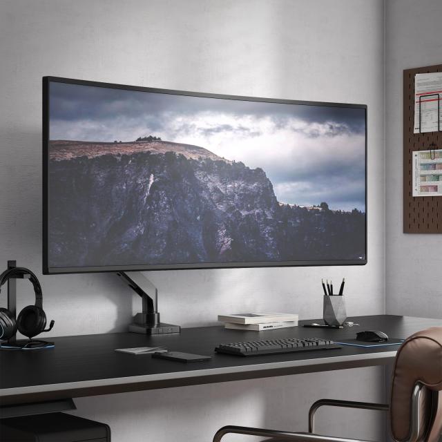 ACCURTEK モニターアーム 49インチ対応 耐荷重20kg ガススプリング式 5軸調整 ウルトラワイドモニター対応 VESA規格(75x75/100x100) クラ